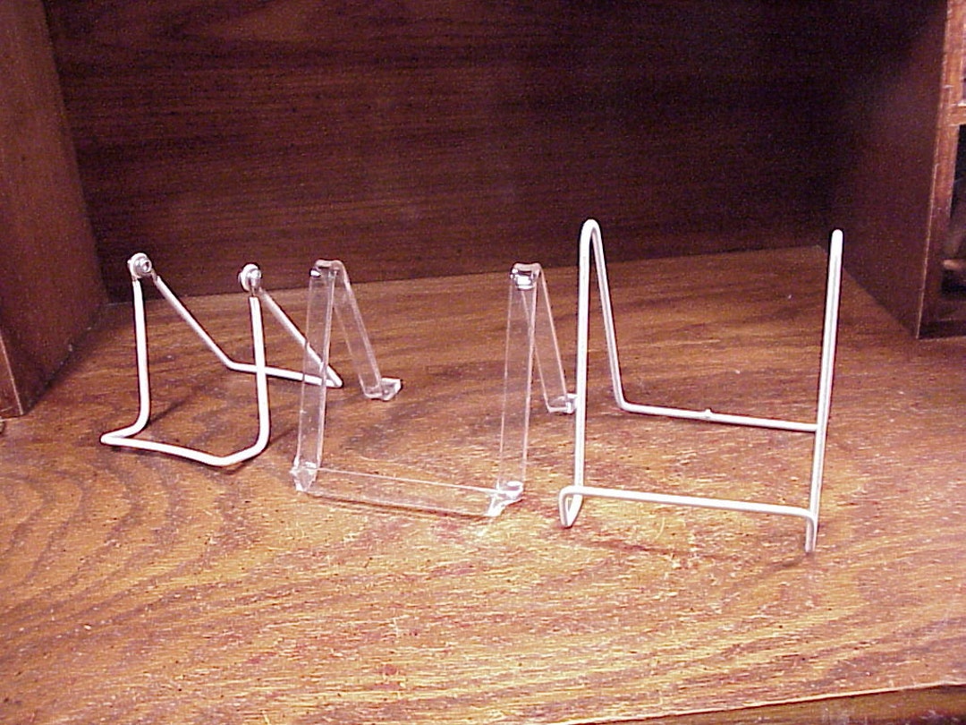 Lot of 3 Small Display Stands for the Table Top Displaying, 1 Clear ...