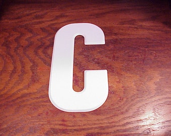 Vintage White Letter C 10 Inches Tall Metal Store Marquee Sign, Capital Letter, Shelf Display, Home Decor, Craft Project