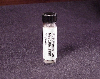 Glass Vial of Mt St Helens Volcanic Ash from the May 18th, 1980 Eruption, Washington Souvenir, Sample, Specimen, 1980's, WA, Science Fair