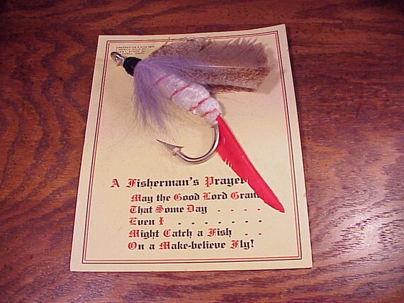 1950 S A Fisherman S Prayer Giant Fishing Fly On Card Etsy