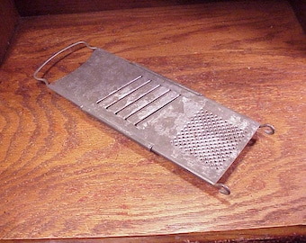 Vintage Rustic Tarnished Slaw and Vegetable Cutter, Grater, Kitchen Tool, Decor, Shelf Display, Old