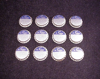 1960's Lot of 12 Diet Dr Pepper Bottle Caps, with Cyclamate Ingredient, 1 1/4 inch diameter, Craft Materials, Supplies, Old