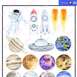 Pre cut Space Scene Icing sheet Rocket Cake Topper