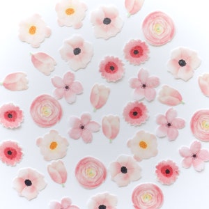 Essbare vorgeschnittene Oblatenblumen - Assorted Pink