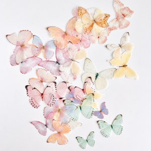 Pack of 32, 3-5cm Pre-Cut Edible Wafer Paper Butterfly Pastel Rainbow Wafer butterfly, Rainbow edible butterfly, wafer paper butterfly image 3