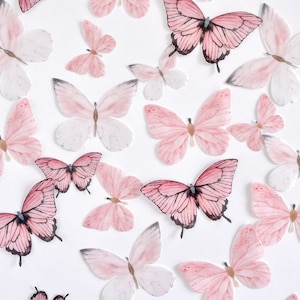Pack of 32, 3-6cm Pre-Cut Edible Wafer Paper Butterfly - Pink Wafer butterfly, Pink edible butterfly, wafer paper butterfly