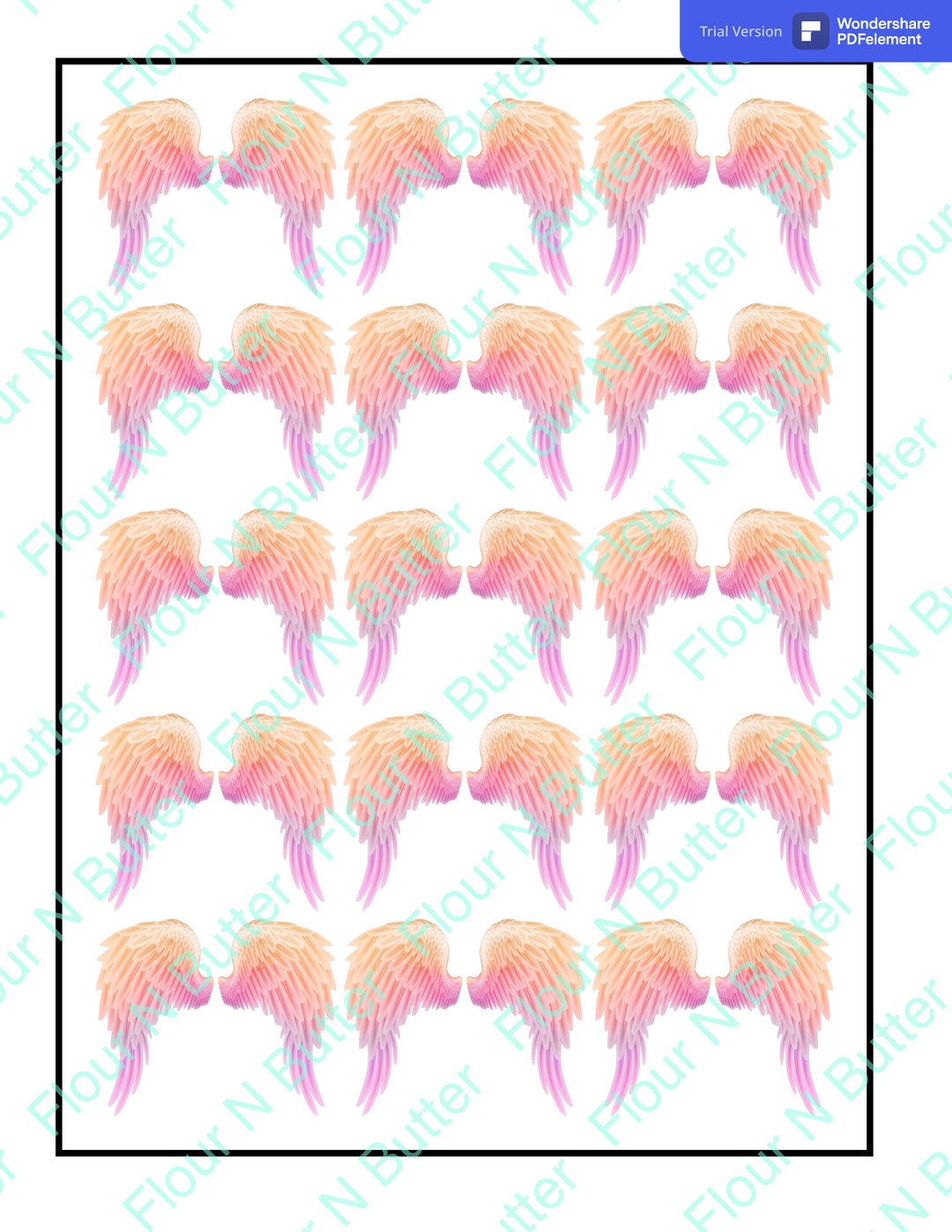 Edible Precut Wafer Wings 02 Angel Wings peach Etsy