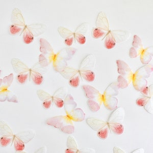 Pre-Cut Edible Wafer Paper Butterfly - Sakura Baby Pink Wafer butterfly, Baby Pink edible butterfly, wafer butterfly, Butterfly Cake Topper