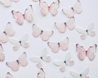 Edible Pre-Cut Wafer Butterfly - Pastel Pink and White