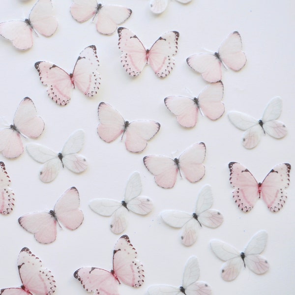 Edible Pre-Cut Wafer Butterfly - Pastel Pink and White