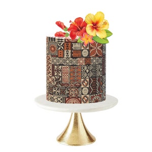 Edible Icing Cake Wrap -  Hawaiian Cake Wrap, Hawaiian Tribal Pattern, Hawaiian Tapa Tribal Pattern Cake Wrap
