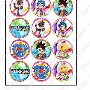 Pre Cut Beyblades Burst Cupcake Topper Edible Image