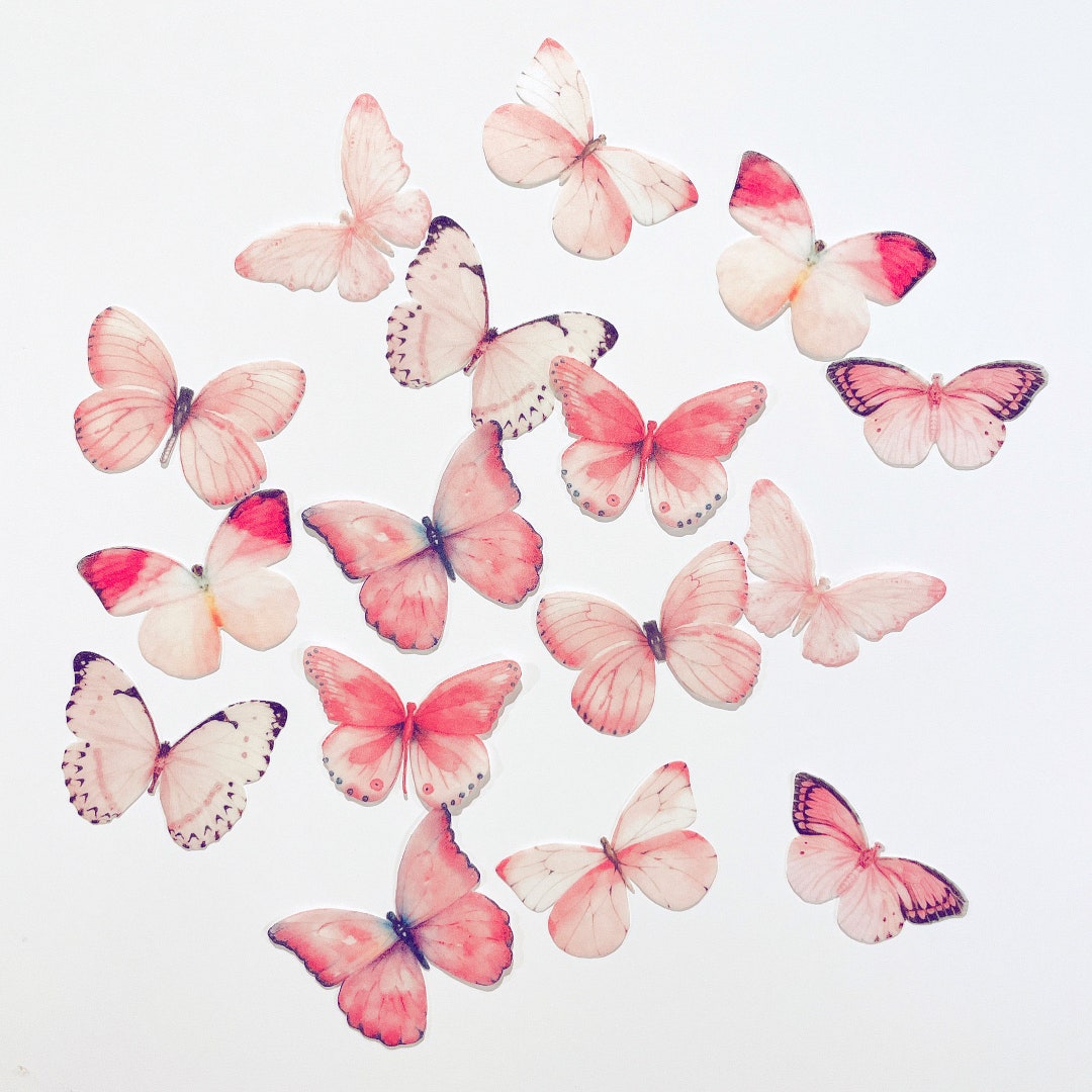 Edible Precut Wafer Butterfly Assorted Pink Etsy