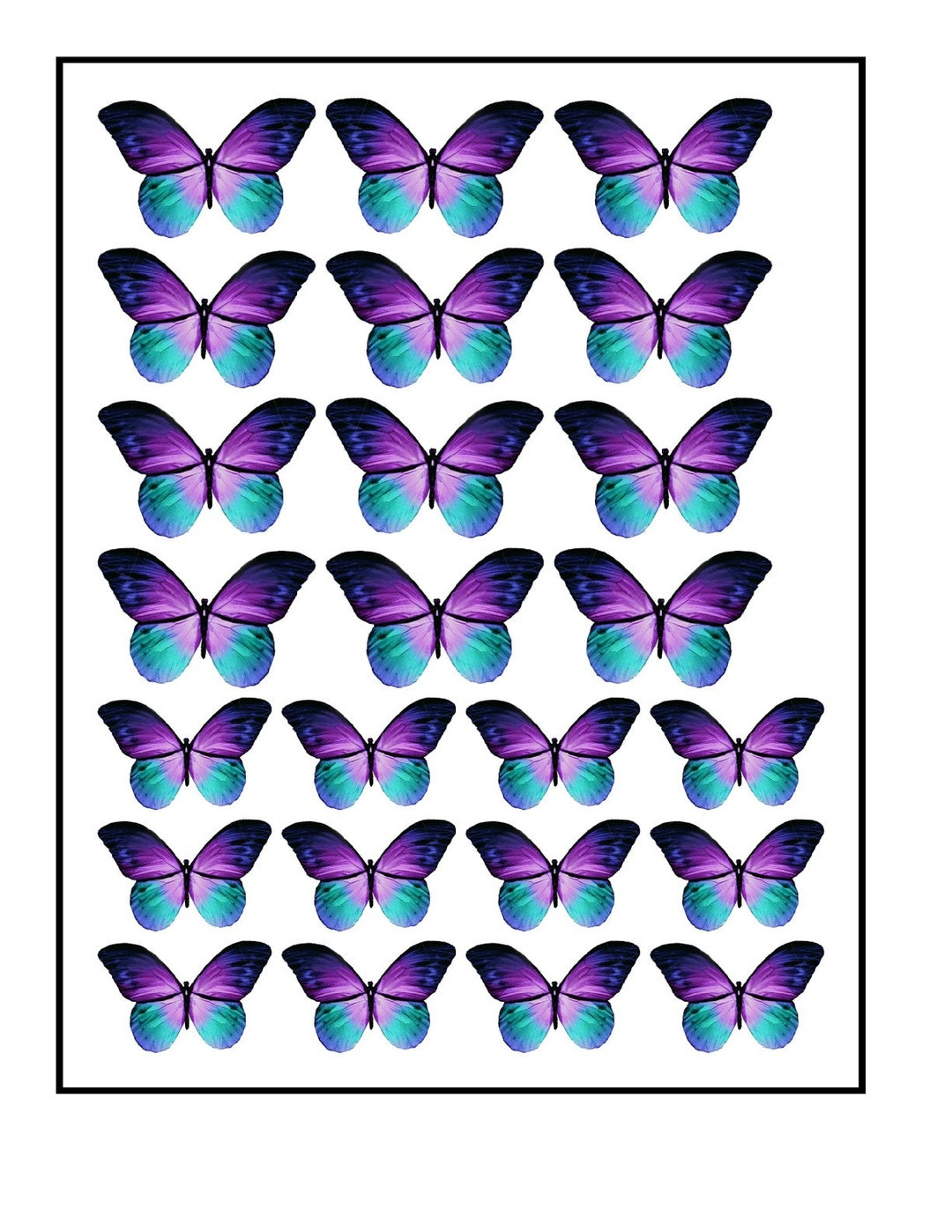 Edible Pre-cut Wafer Butterfly - Watercolor Wafer Butterfly Purple and Blue  - Etsy, image size:1080x1398