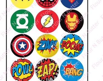 Pre Cut Superhero Cupcake Topper Edible Image