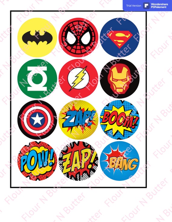 Pre Cut Superhero Cupcake Topper Edible Image | Etsy