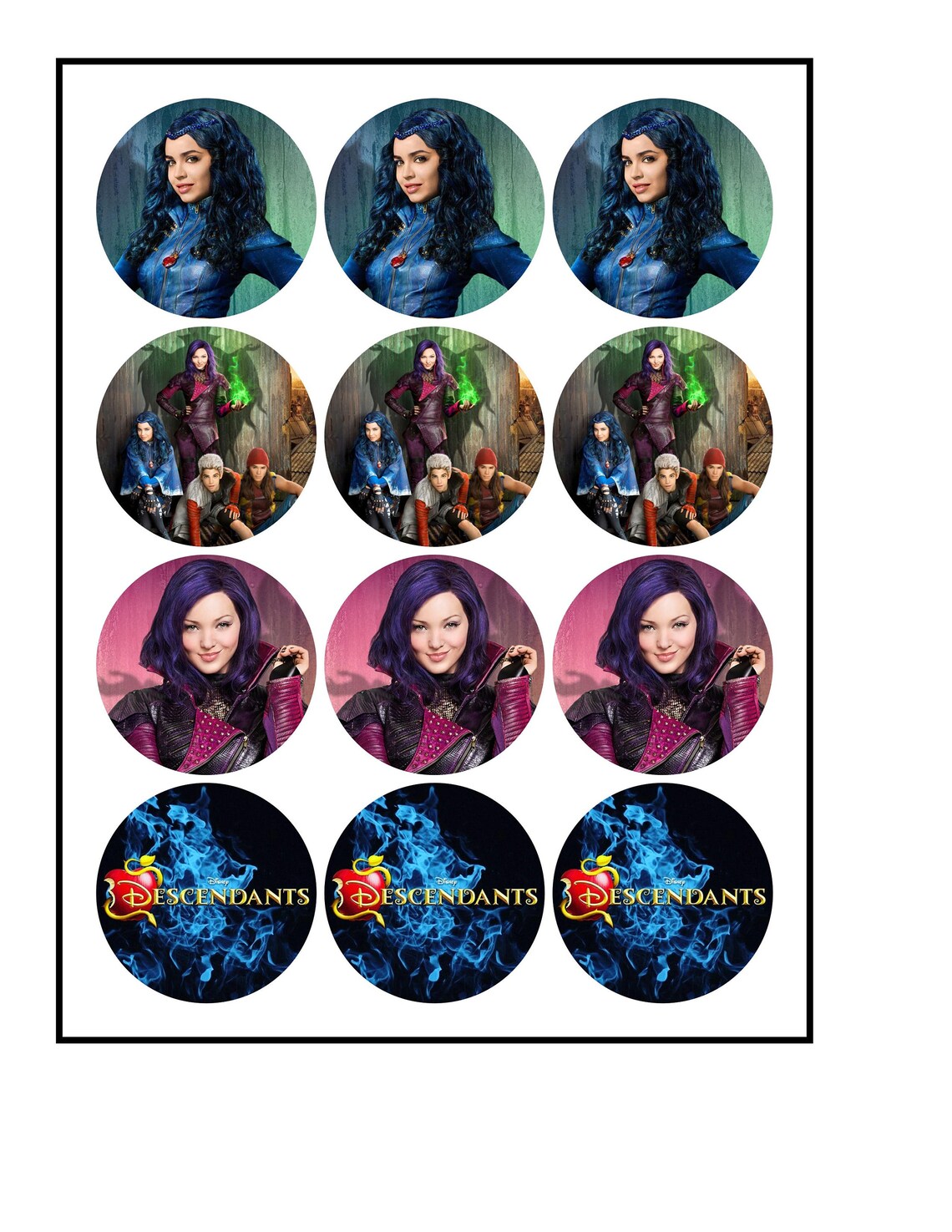 Pre Cut Disney Descendants Cupcake Topper Edible Image | Etsy