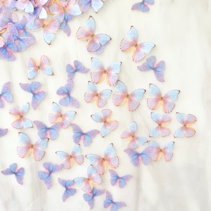 Edible Pre-Cut Wafer Butterfly - Pack of 66pcs 3cm Mini Blue and Purple