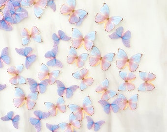 Edible Pre-Cut Wafer Butterfly - Pack of 66pcs 3cm Mini Blue and Purple