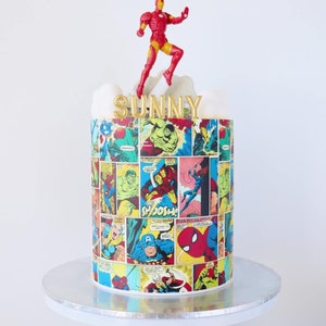 A4 Jadalny lukier do tortu - Superheros Comic Strips