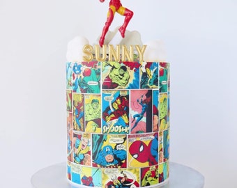 A4 Edible Icing Cake Wrap - Superheros Comic Strips