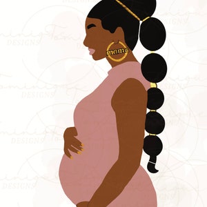 Black pregnant woman PNG, Sublimation, black woman Clipart