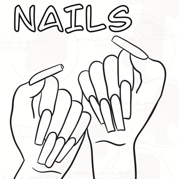 Nails Coloring Page, Paint and Sip Art