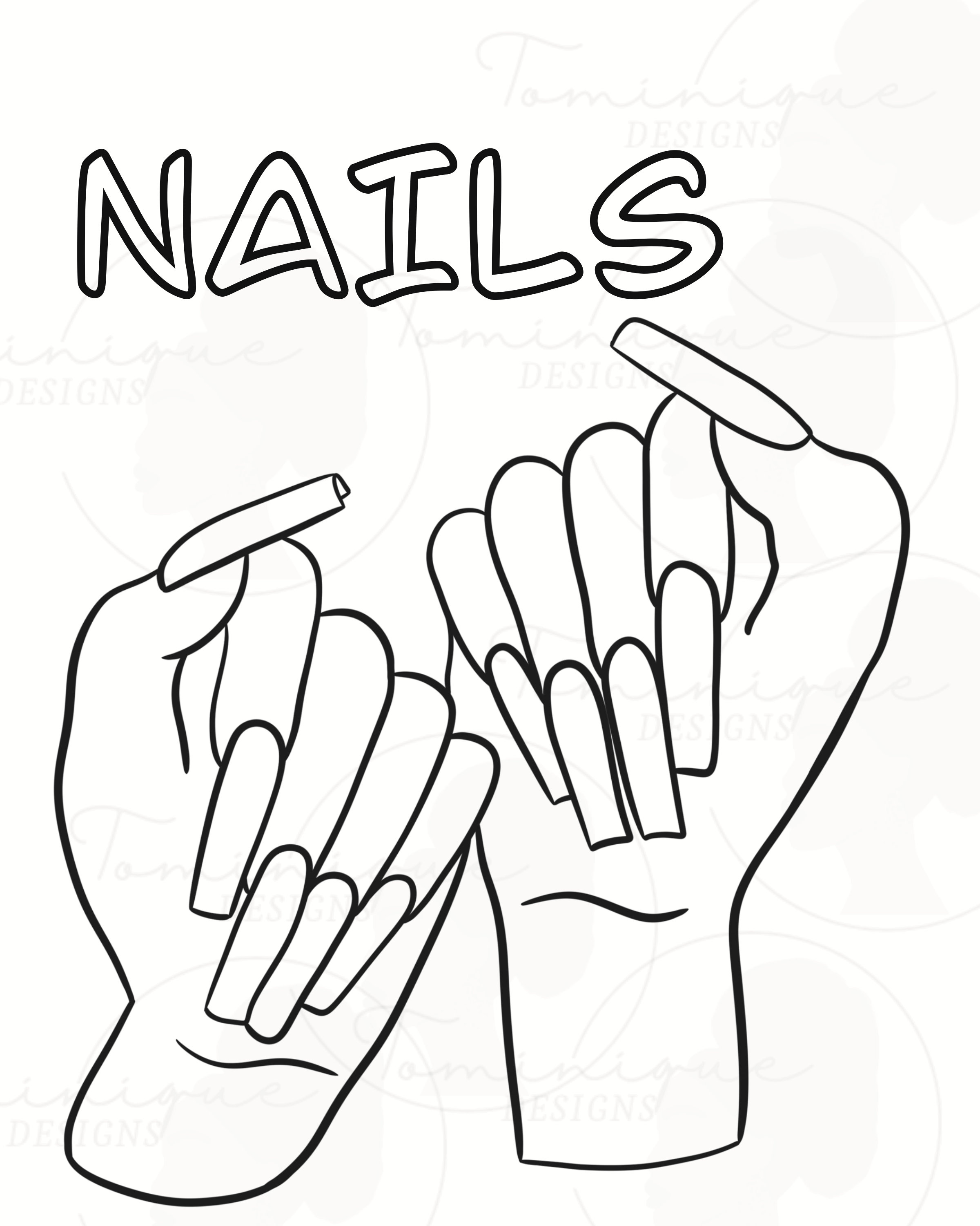 Nails Coloring Page, Paint and Sip Art - Etsy