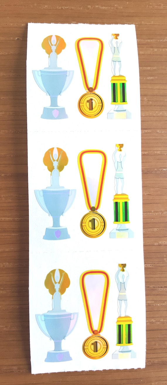 Sandylion Trophy and Metal Sparkly Stickers 3 Repeat Squares 