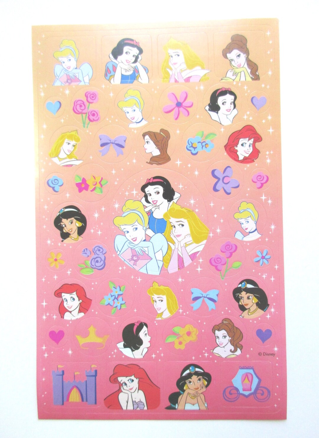 Pegatinas brillantes de Princesas Disney - 1 hoja por 1,00 €