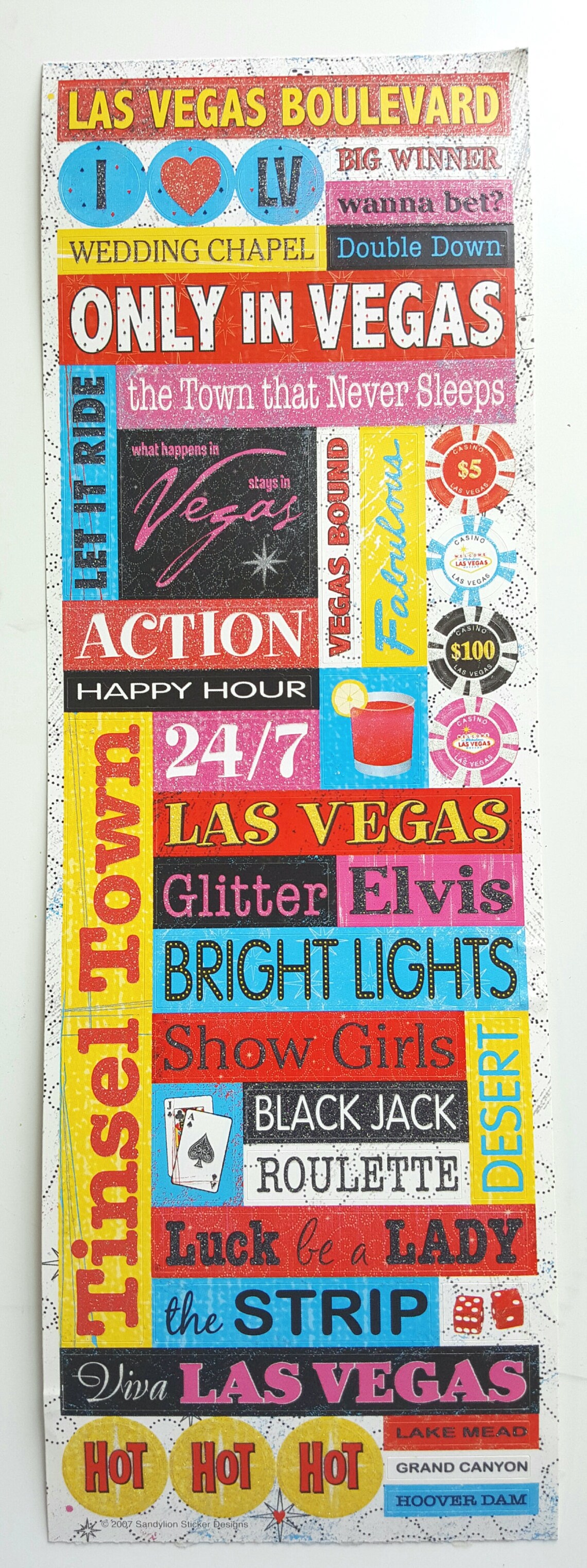 Las Vegas Scrapbook Glitter Paper Stickers // Las Vegas Etsy UK