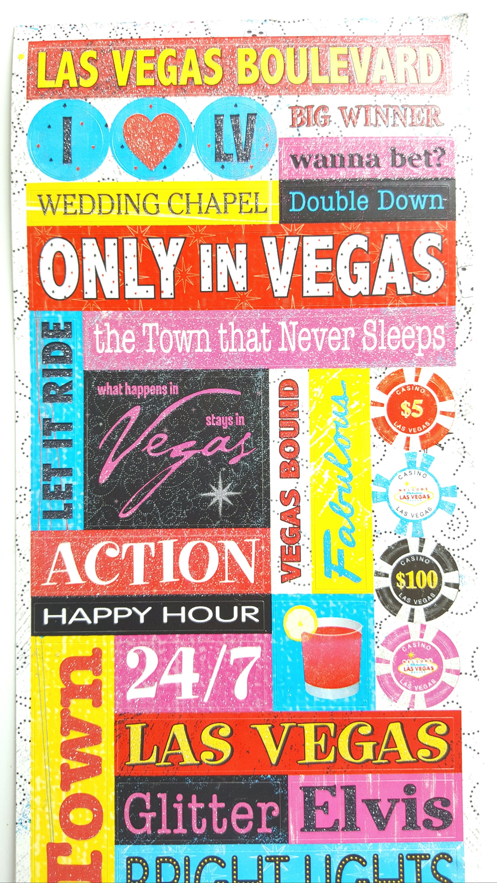 Las Vegas Scrapbook Glitter Paper Stickers // Las Vegas Etsy UK