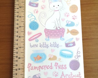 Adesivos de velino Sandylion Precious Kitty Cat - 1 folha - 42 adesivos