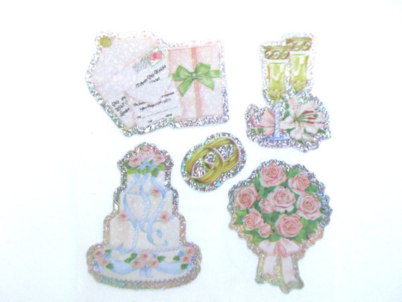 Sandylion Wedding Marriage Sparkly Stickers 3 Repeat Squares 