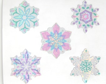 Sandylion Frozen Sparkly Prismatic Snowflake Stickers - 3 repeat squares