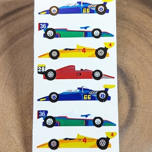 Sandylion sparkly race car stickers - 3 repeat squares