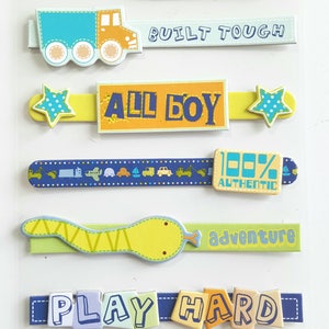 ON SALE * Sandylion Chipboard Boy Aufkleber - 1 Bogen - 7 Aufkleber