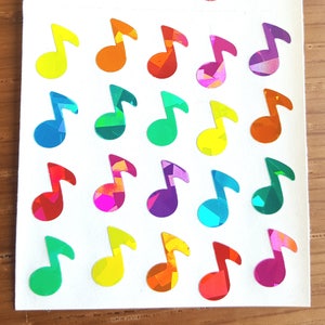 Sticker scintillant notes de musique arc-en-ciel Sandylion - 3 carrés répétés