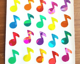 Sandylion Rainbow Music Notes Sparkly Sticker - 3 Repeat Squares