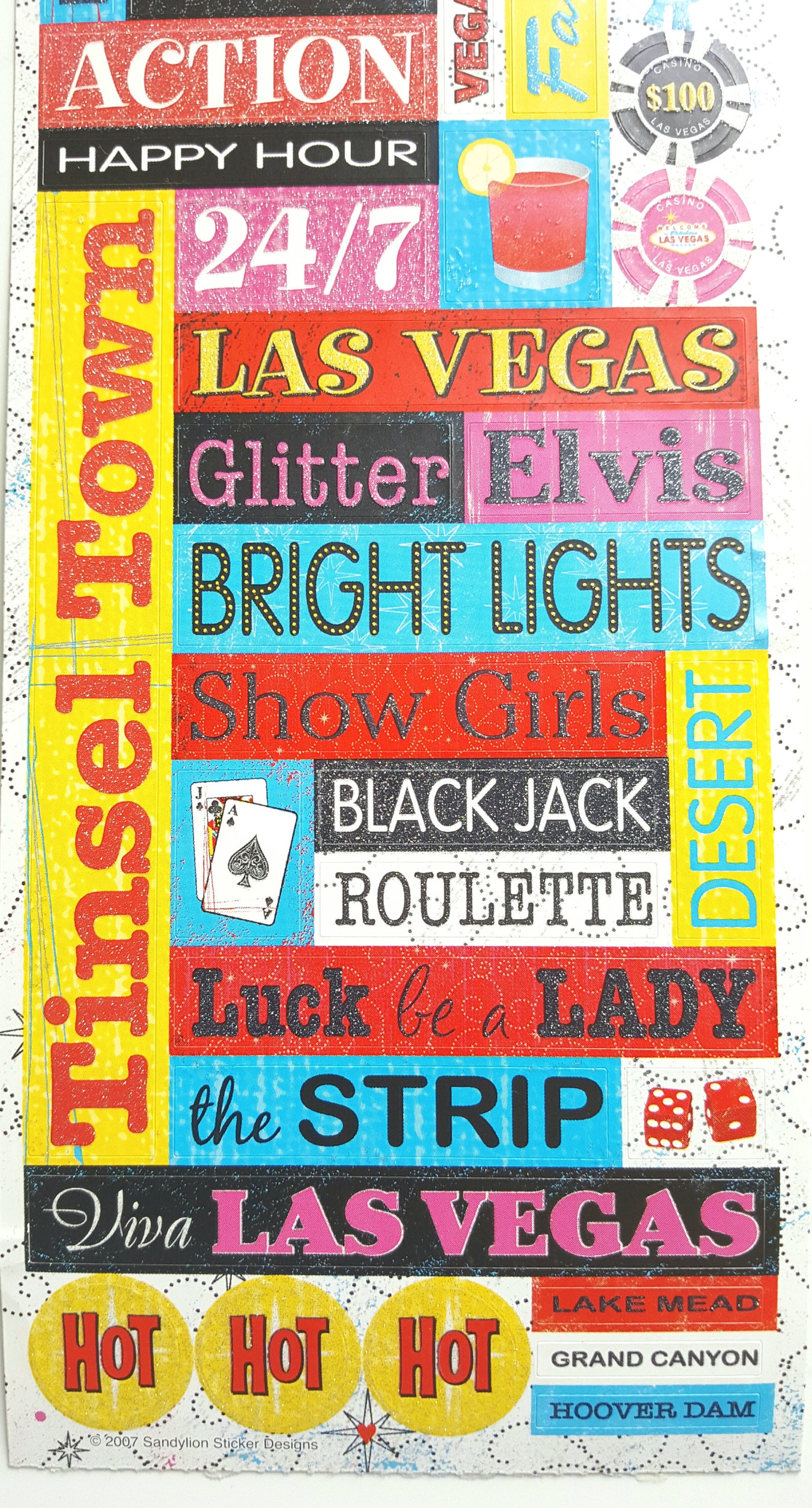 Las Vegas Scrapbook Glitter Paper Stickers // Las Vegas Etsy UK