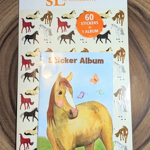 Sandylion Vintage halfglanzende paardsticker en album met paardstickeralbum - 1 set
