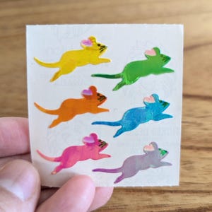 Sandylion Vintage glanzende muizenstickers - 1 vierkant