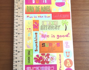 Sandylion Tropical Paradise Scrapbook Cardstock Glittery Stickers - 1 sheet - 24 stickers