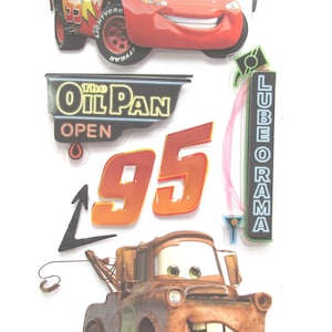 Sandylion 3D Disney Cars paper stickers - 1 Sheet - 7 stickers