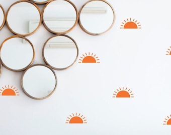 Calcomanías de pared de medio sol, calcomanías de pared de sol, calcomanías de pared de sol, calcomanías de guardería, calcomanías de clima, calcomanías de habitación de niños, calcomanías de habitación de niñas, calcomanía de pared