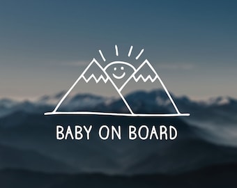 Baby on board decal, BÉBÉ À BORD decal, mountains decal, nature decal, wall decal, car decal, baby decal, window decal, baby shower gift