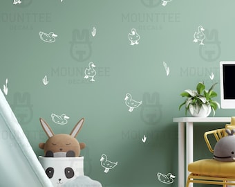 Vinilos decorativos de patos para pared, autoadhesivos, decoración moderna para la habitación del bebé.