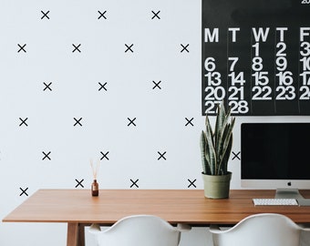 Calcomanías de pared con cruces: decoración minimalista de vinilo, juego de 24