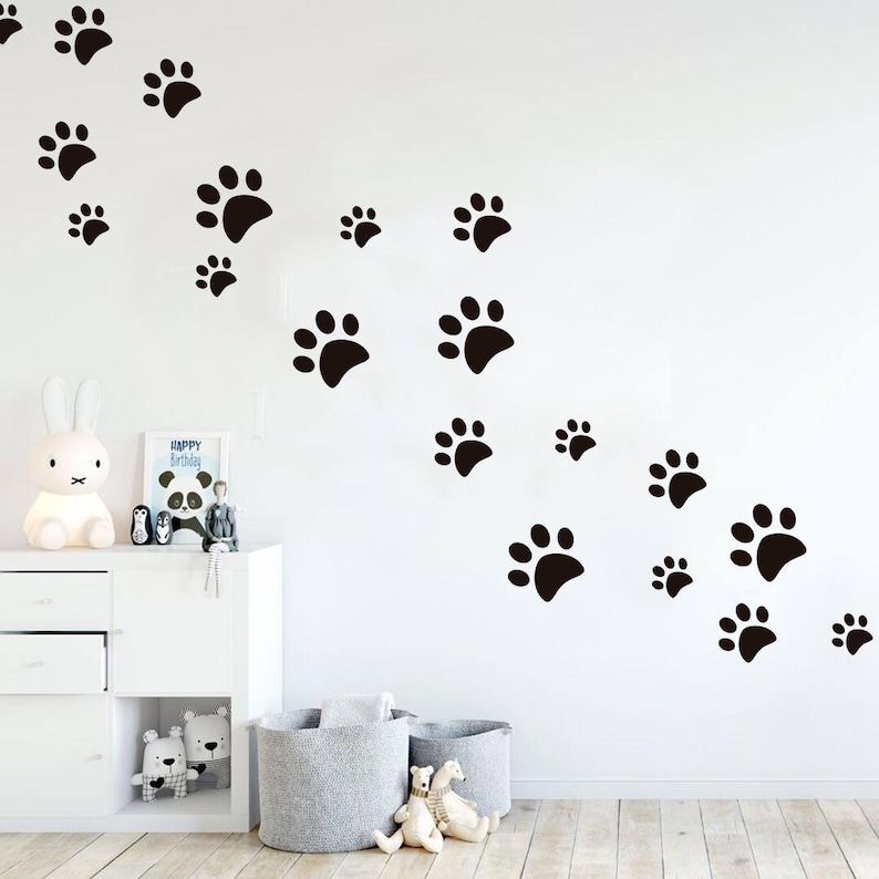 Paws wall decal, dog wall decal, paw prints, dog paws, dog decals, dog stickers, wall decal, wall stickers, cat paws, animal decal, paws image 1