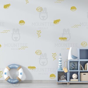 Pufferfish wall decals available on Mounttee's Etsy store.